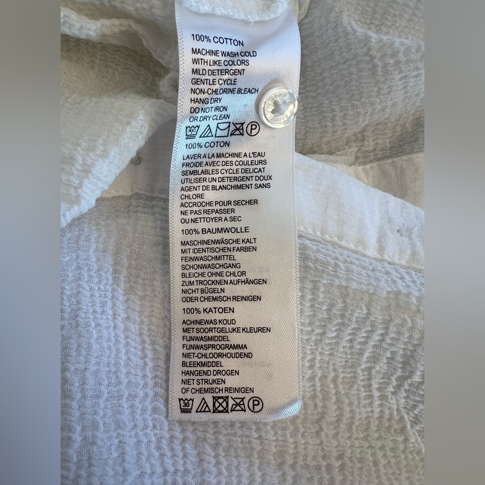 Tommy Bahama White Sleeveless  Textured Button-Down Shirt - Picture 5 of 5